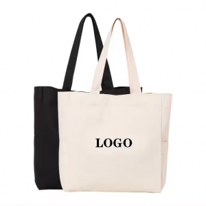 Custom Logo Large Gift Grocery Cotton Canvas Shopping Tote Bag with Pocket