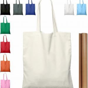 NPBAG 5 | 15 | 25 | 50 Pack 15'' X 16'' Natural Cotton Tote Bags, Lightweight Blank Bulk Cloth bags with 1pc of PTFE Teflon Sheet (5-Pack)